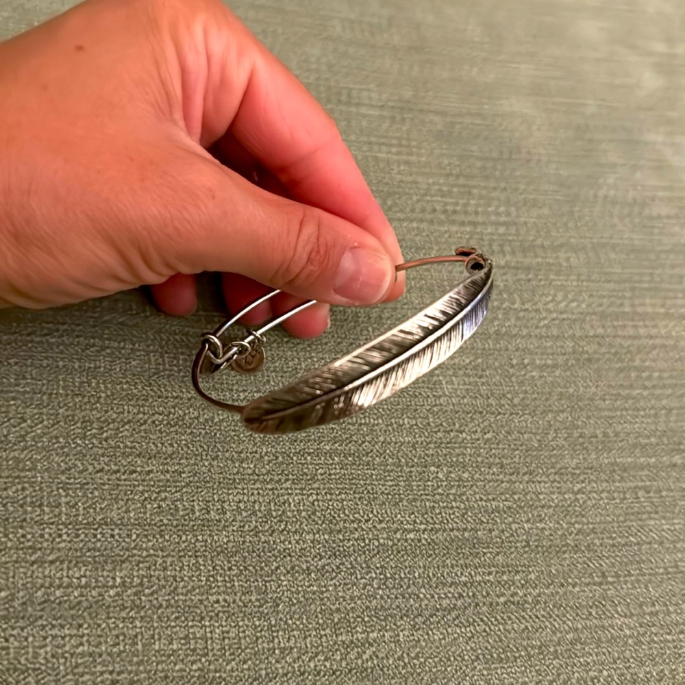 Alex and ani silver feather bracelet